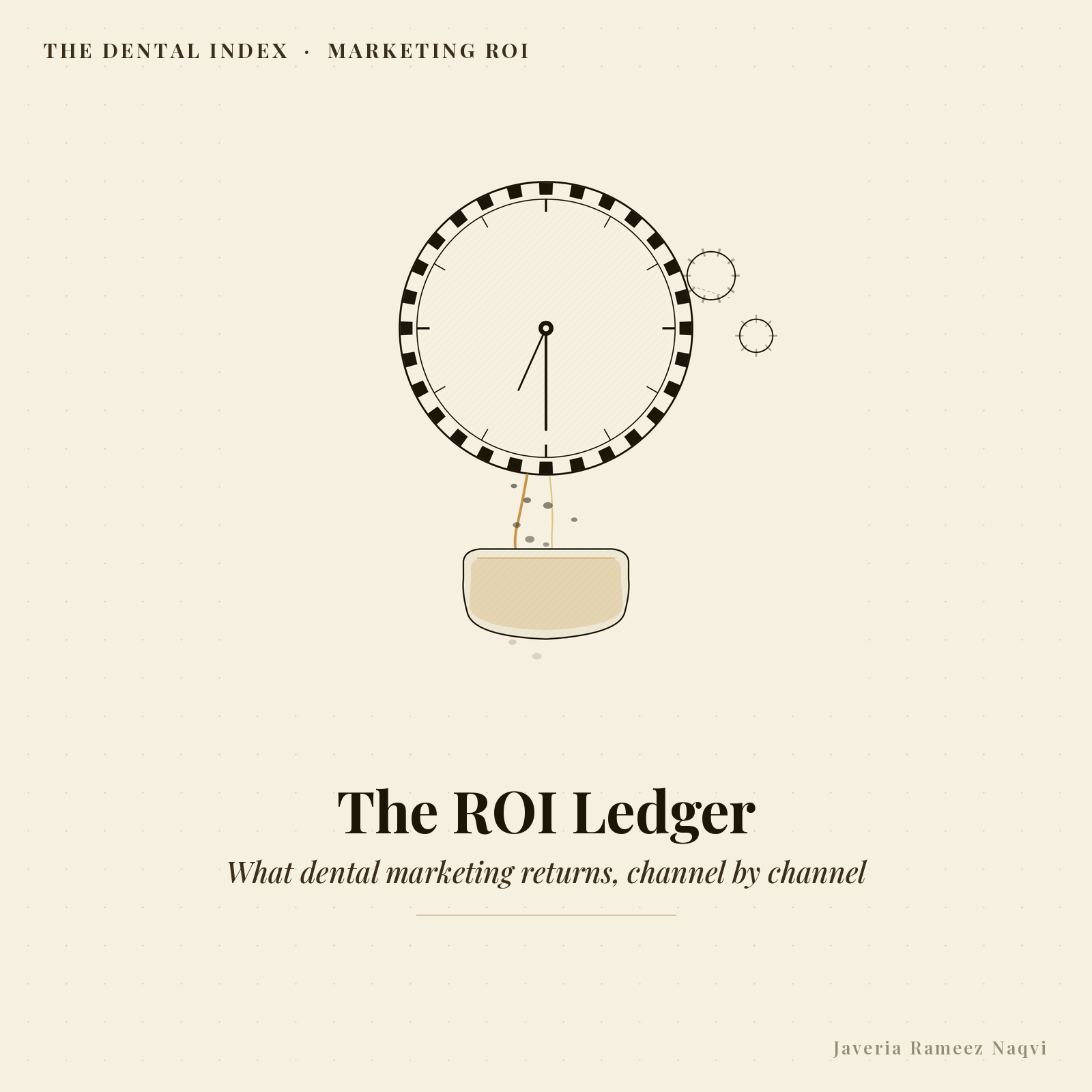 Editorial illustration: dental marketing ROI measured in cases, not clicks