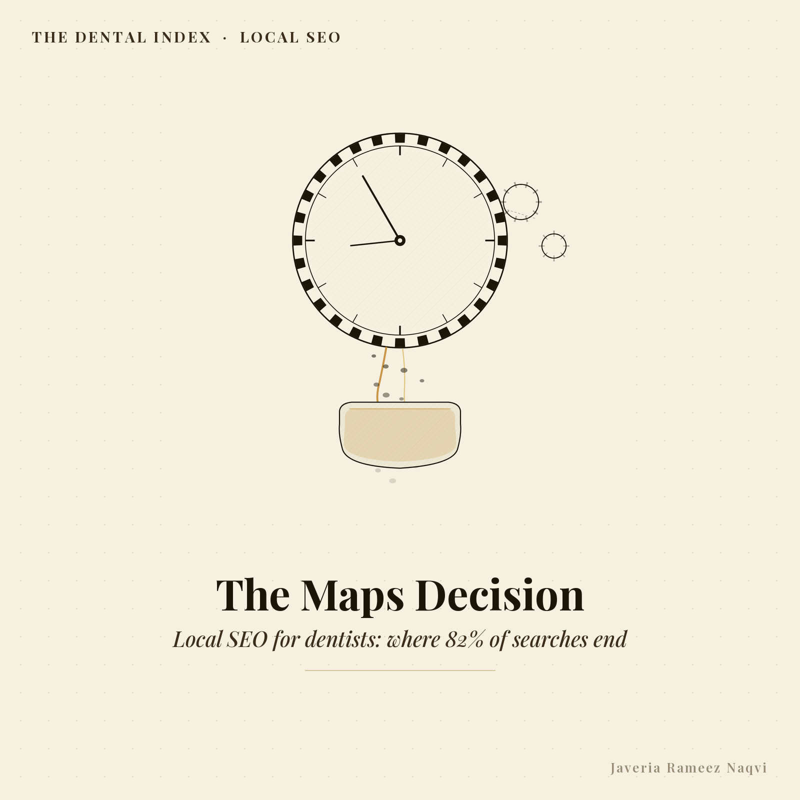 Editorial illustration: local SEO for dentists and the Google Maps decision moment